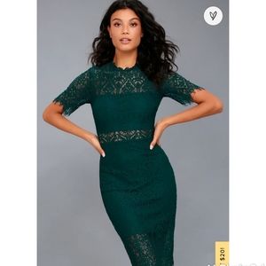 Like new Lulu's  Forest Green remarkable lace Dress size Medium